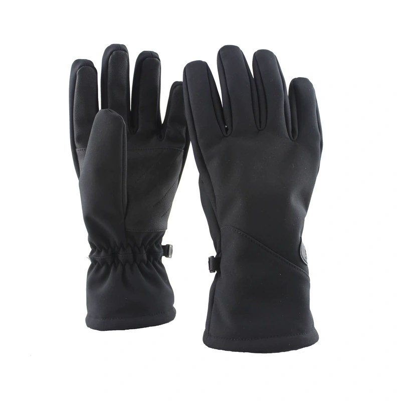 Black full-finger outdoor gloves with gathered wrists and extended cuffs