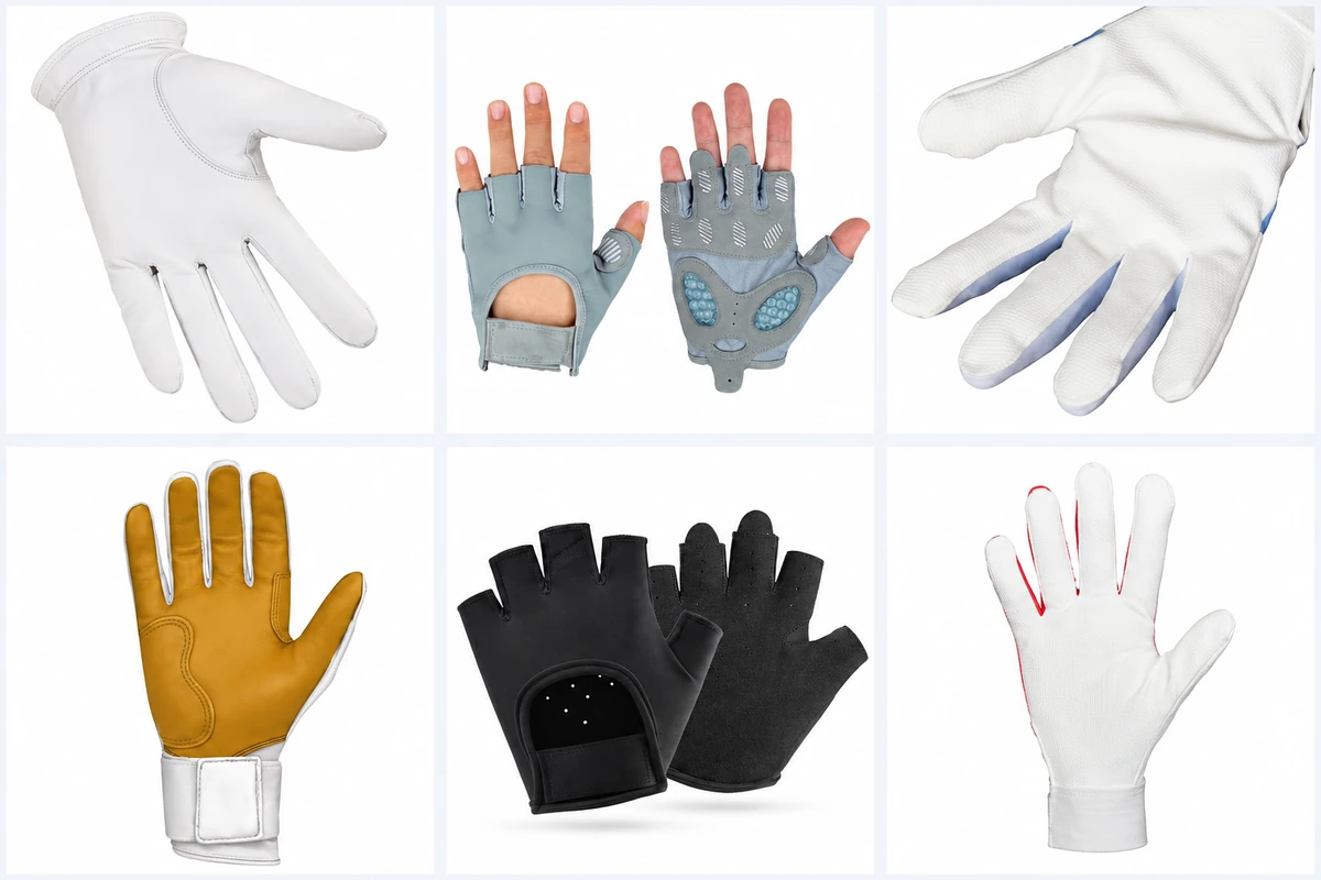 Glove palms with smooth surfaces, padded sections and thumb seams