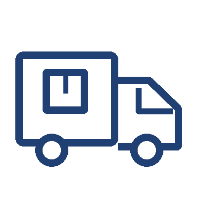 Delivery truck carrying a box icon