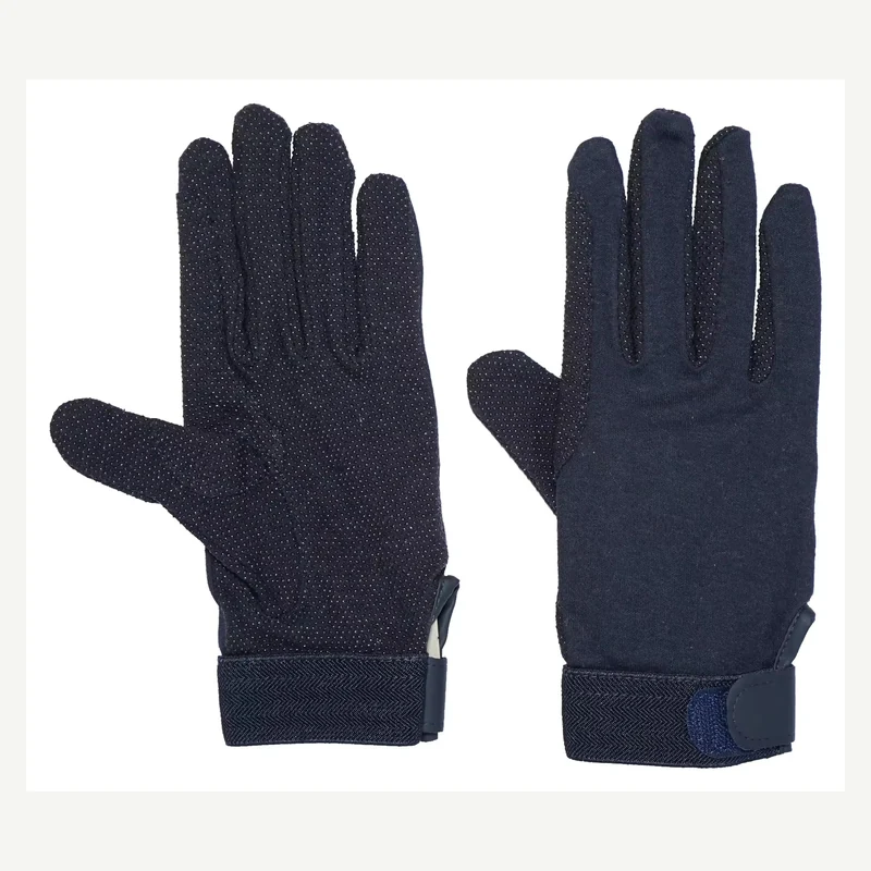 Navy fine-knit gloves displayed as a pair