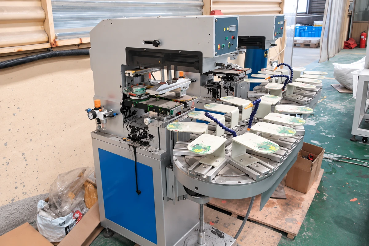 Rotary screen printing equipment with glove-shaped platens