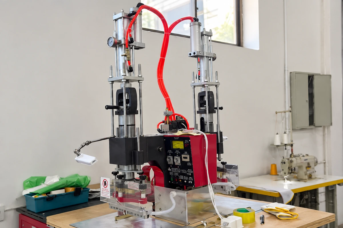 Pneumatic press equipment in the glove workshop