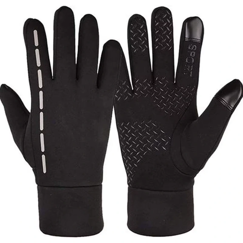 Black full-finger fishing gloves with close-fitting cuffs