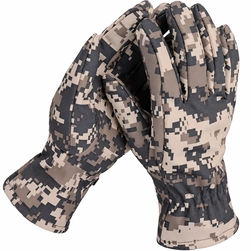 Digital camouflage full-finger hunting gloves