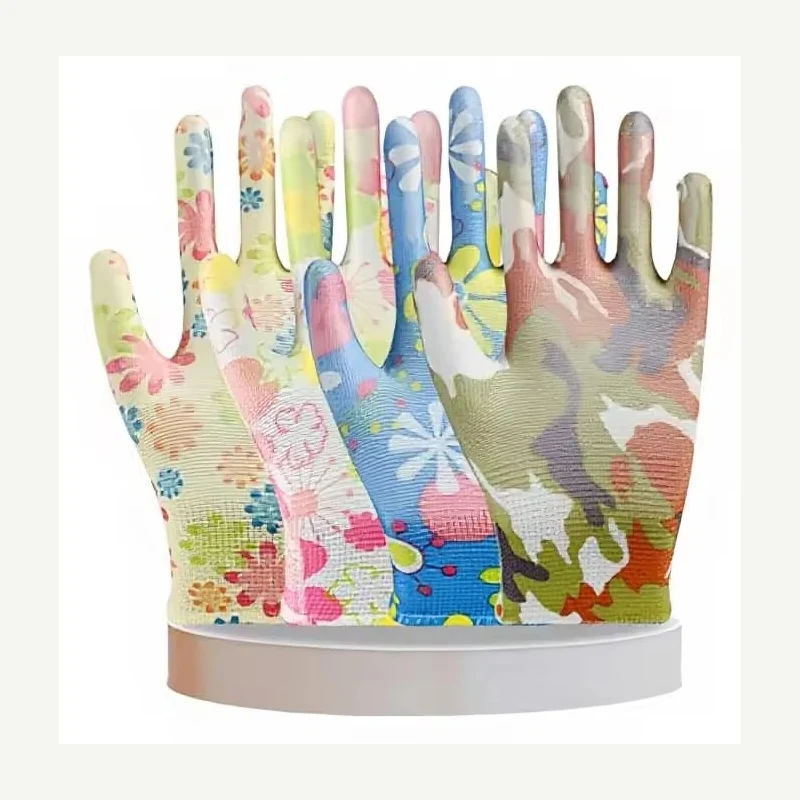 Assorted floral garden gloves in multiple colors