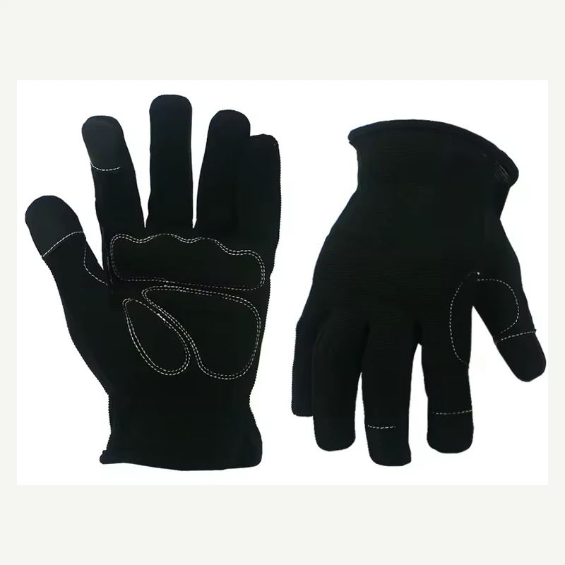 Black mechanic gloves showing palm and back