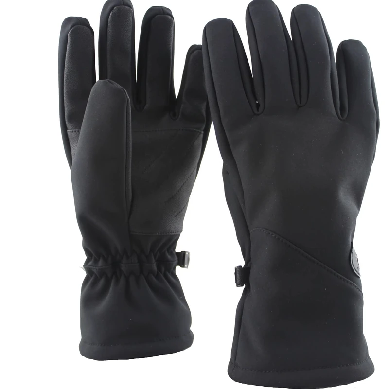 Black hiking gloves with gathered wrists and extended cuffs