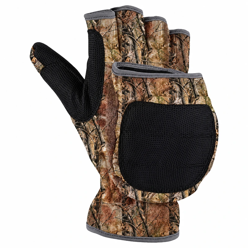 Camouflage hunting mitt with folded finger cover