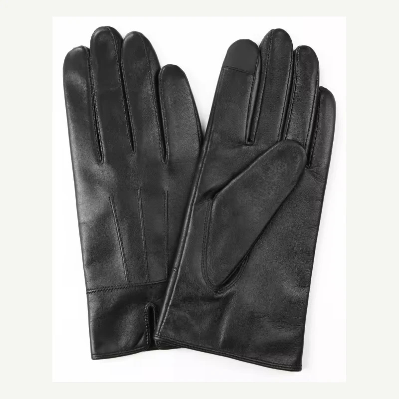 Black classic leather fashion gloves displayed as a pair