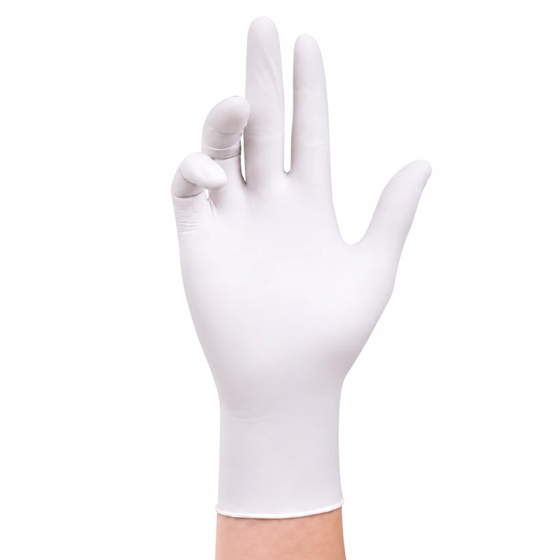 White latex glove with bent fingers