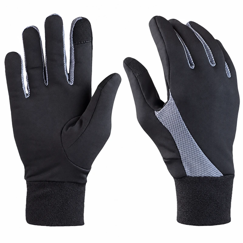 Black full-finger gloves with gray back panels