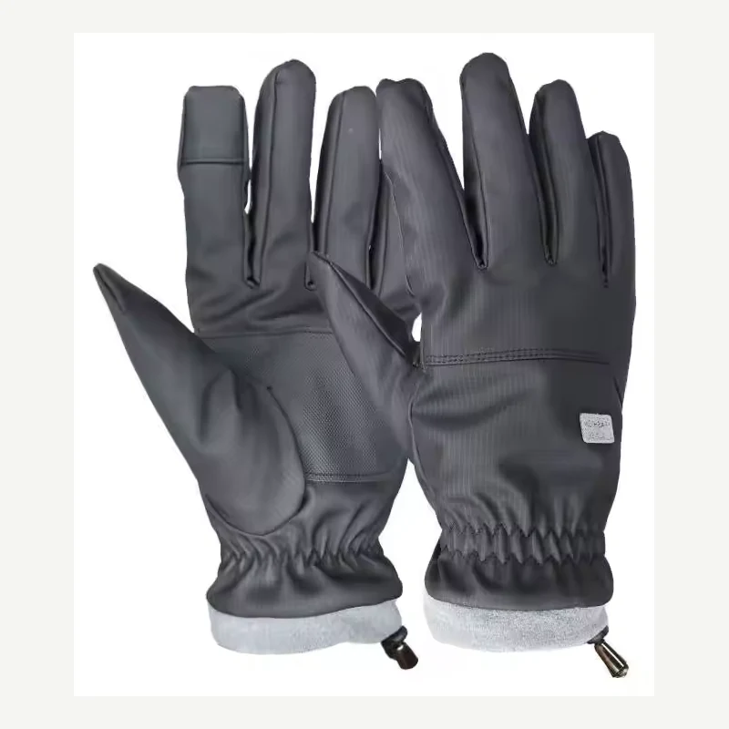 Gray winter gloves showing palm and back